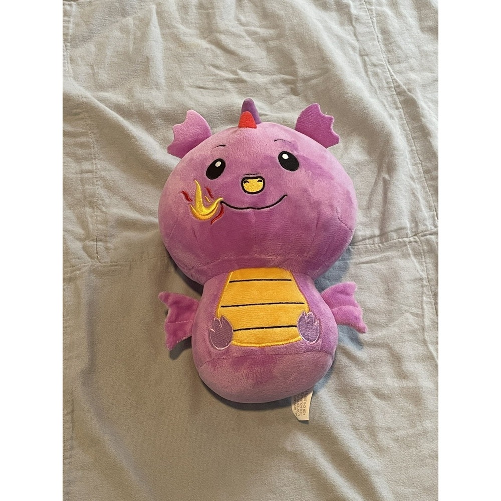 NEW Ideal Toys Direct Purple Horned Dragon w/ Fire & Wings‎ 8" Plush Stuffed Toy